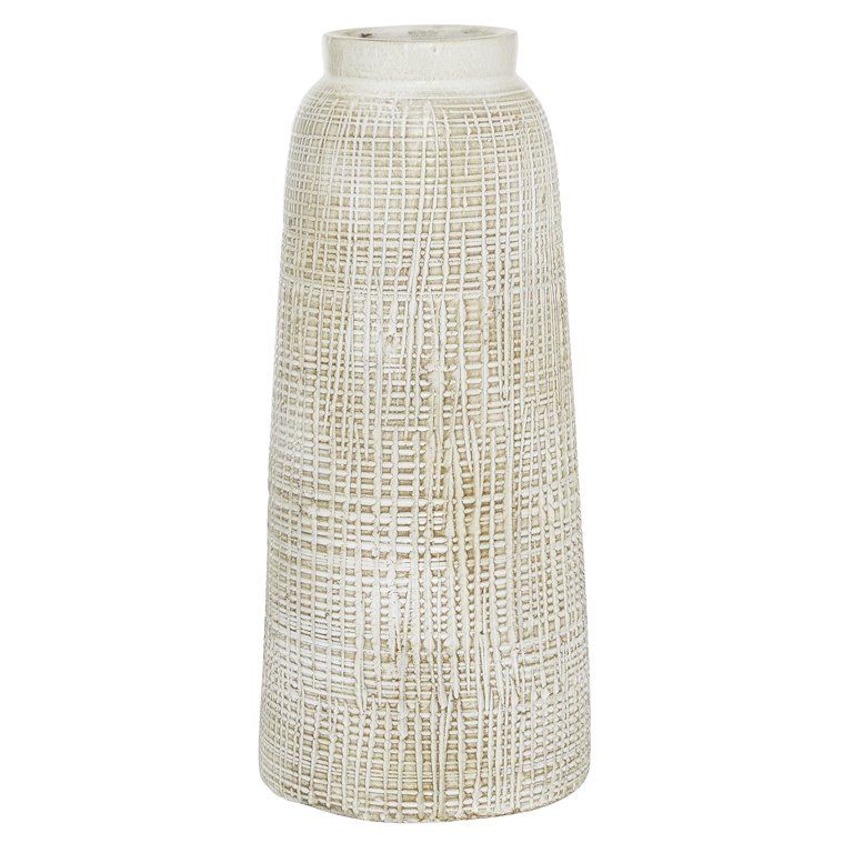 DecMode 7.5"W, 17"H Terracotta Coastal Style Vase, White, 1 - Piece | Walmart (US)