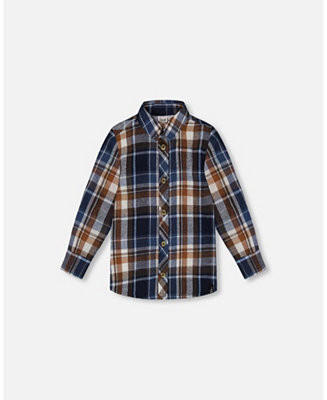 Deux par Deux Toddler Boys Long Sleeve Button Down Shirt Plaid Blue And Hazel - Toddler|Child - M... | Macy's