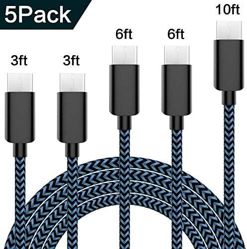 USB Type C Cable 5Pack (3/3/6/6/10FT) Nylon Braided USB C Cable Fast Charger Charging Cord Compat... | Amazon (US)