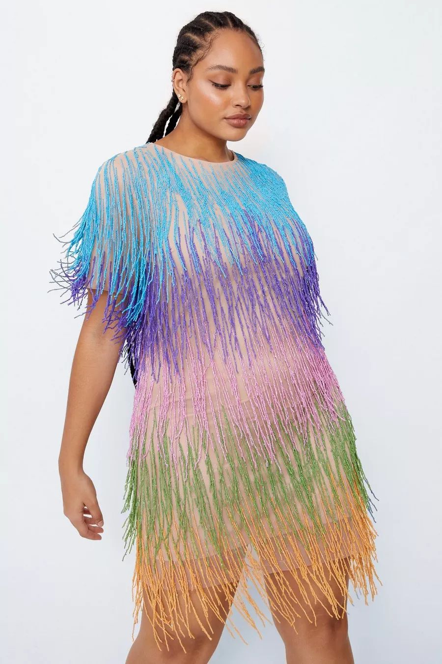 Plus Size Rainbow Tassel Fringe Shift Dress | Nasty Gal (US)