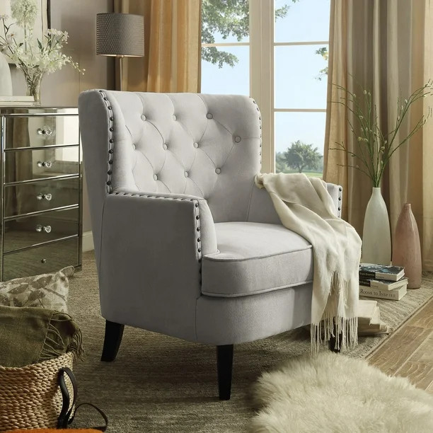 Rosevera Vasari Tufted Wingback Chair - Walmart.com | Walmart (US)