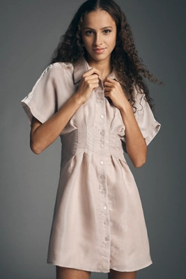 The Tobie Organza Mini Shirt Dress by Exquise | Anthropologie (US)