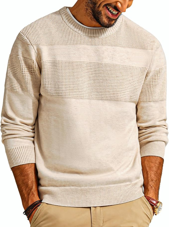 PJ PAUL JONES Mens Sweater Casual Crew Neck Pullover Textured Knit Sweaters | Amazon (US)