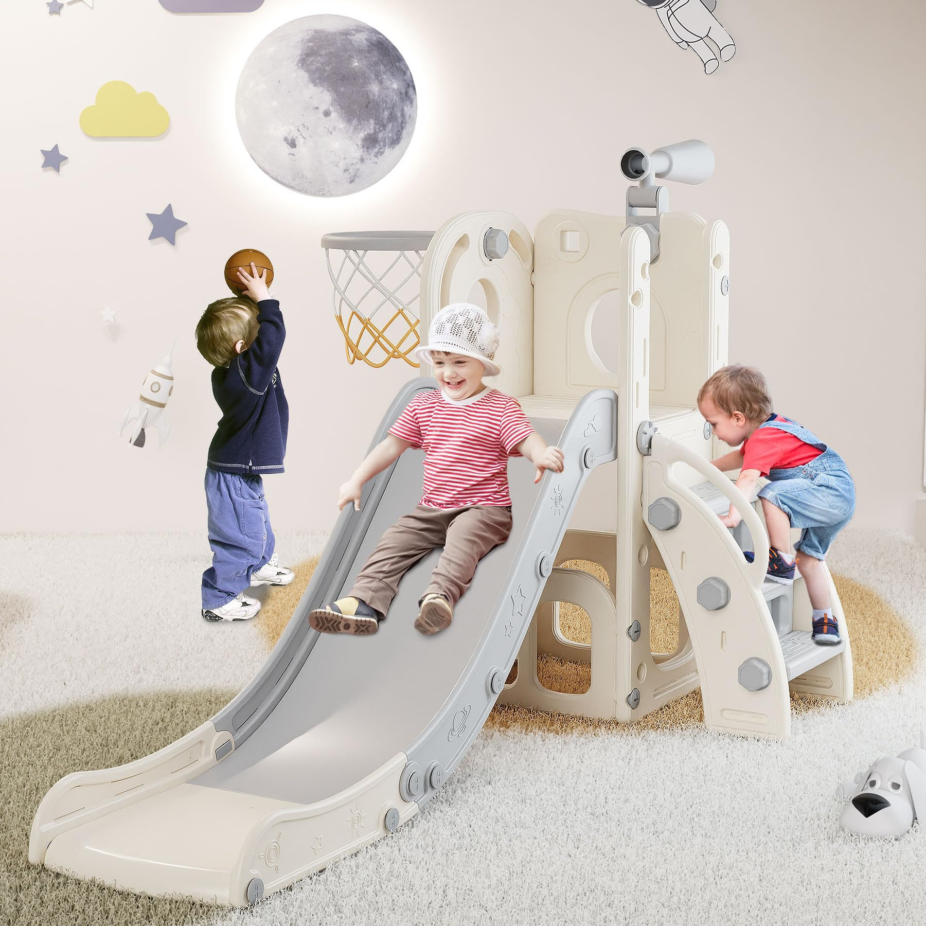 Babytronic Toddler Slide, 6 in 1 Kids Indoor Slide for Toddlers 1-3, Baby Indoor and Outdoor Clim... | Amazon (US)