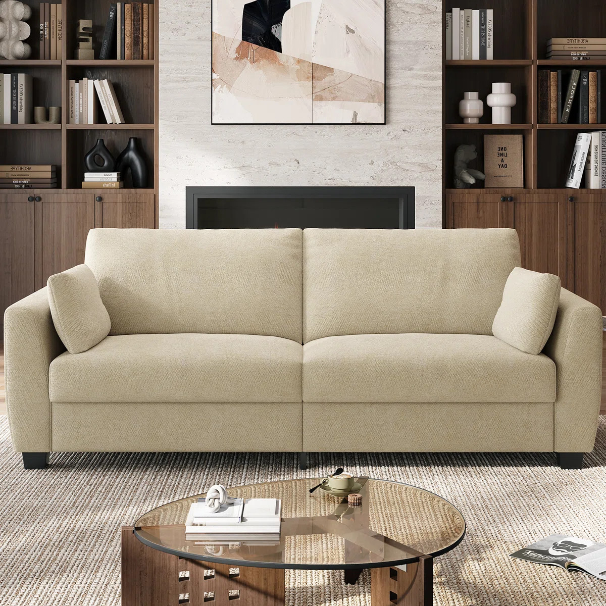 79'' W Modern Loveseat Sofa, Comfy Velvet Couch with Spring Cushion, Removable Cover, Sturdy Fram... | Wayfair North America