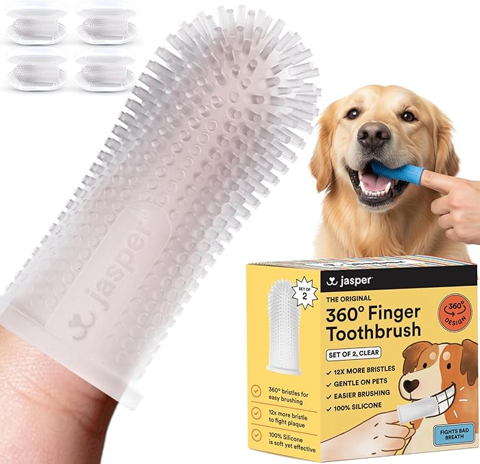 Jasper Dog Toothbrush, 360 Dog Tooth Brushing Kit, Finger Toothbrush, Cat Tooth Brush, Teeth Clea... | Amazon (US)
