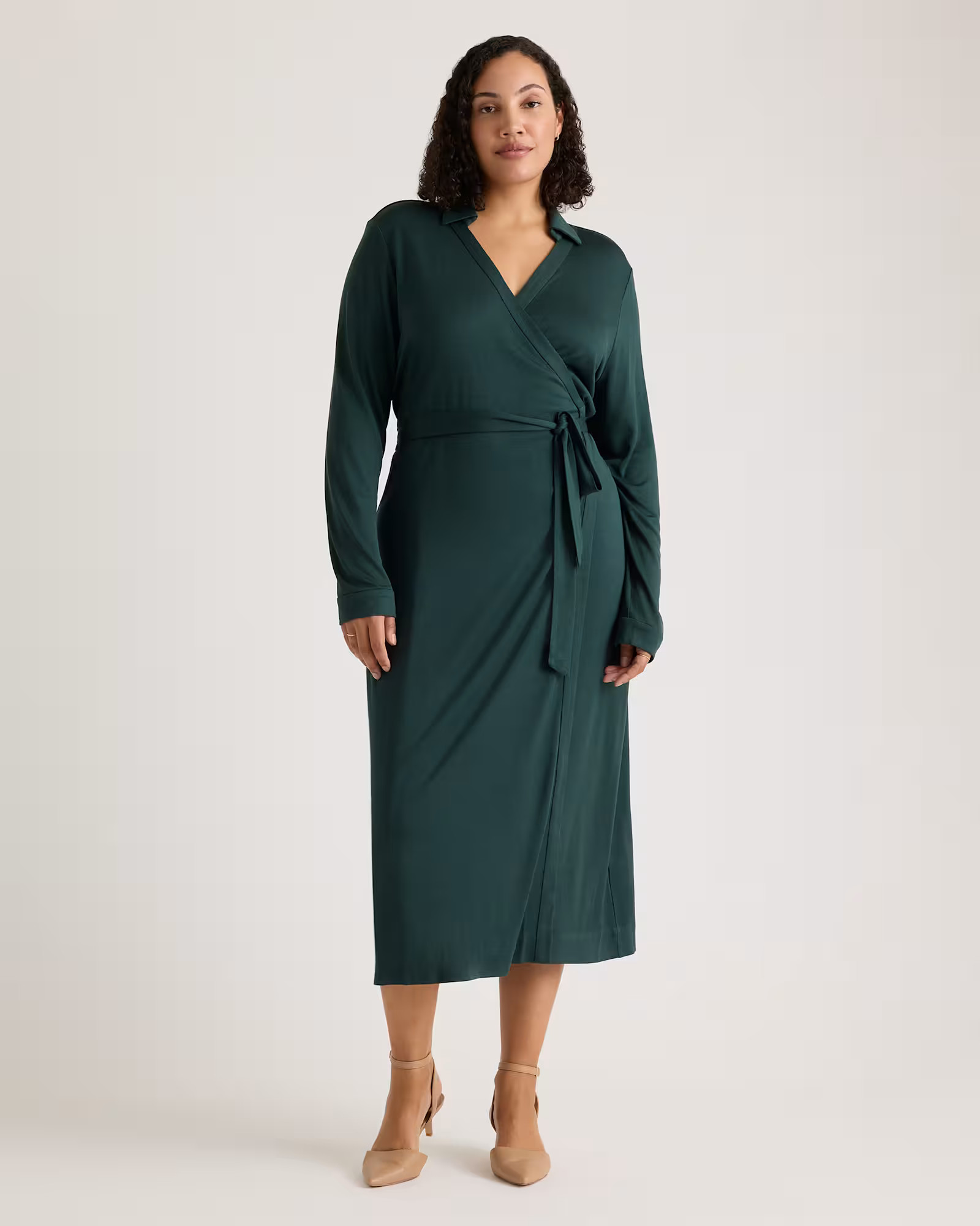 100% Silk Jersey Midi Wrap Dress | Quince