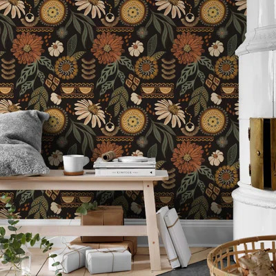 Boho Floral Peel and Stick Wallpaper 480"L x 17.3"W (58 sq. ft) | Wayfair North America