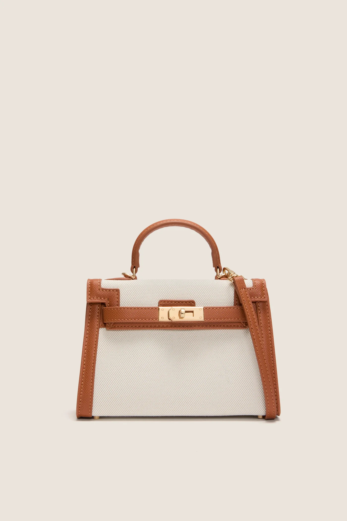 Natural Linen and Tan Hariette Handle Bag | Tuckernuck (US)