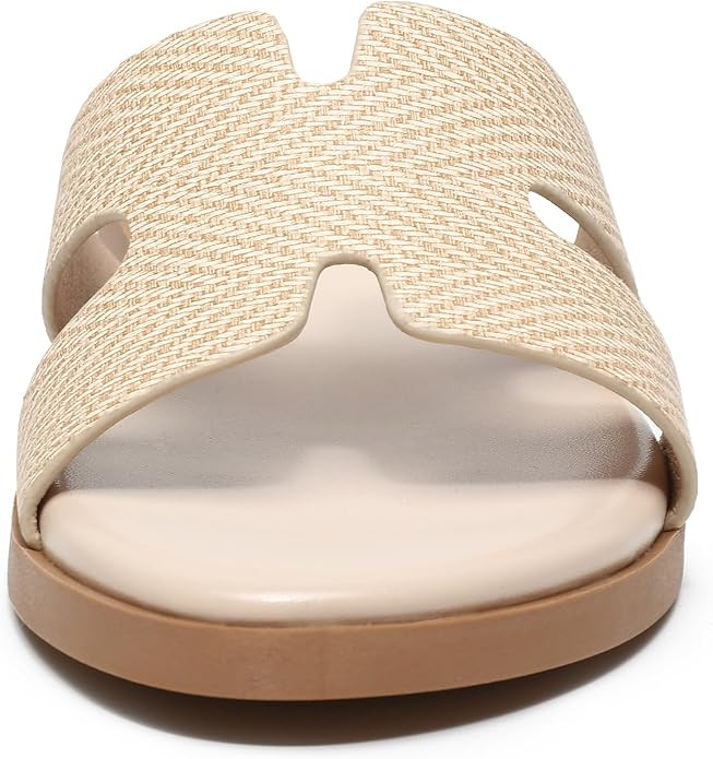 Yozuru Womens Flat Sandals Open Toe Dressy Summer Sandals Comfortable Casual Slip on Leather Slid... | Amazon (US)