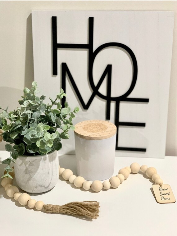 Personalized Wood Bead Garland with Tassels, Rustic Farmhouse Beads Tassel Garland, Tiered Tray G... | Etsy (US)