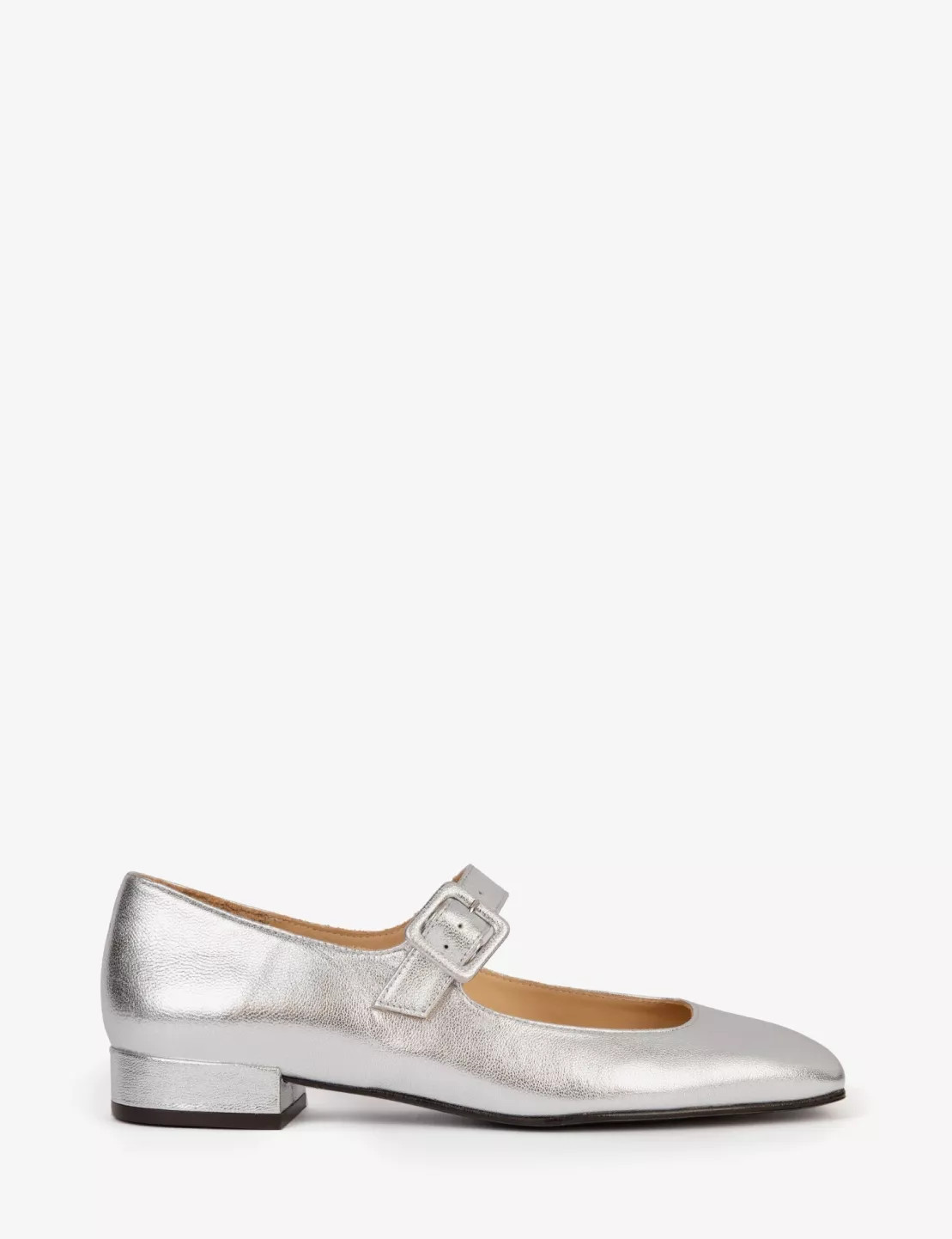 Low Mary Jane Leather Shoe - Silver | Penelope Chilvers