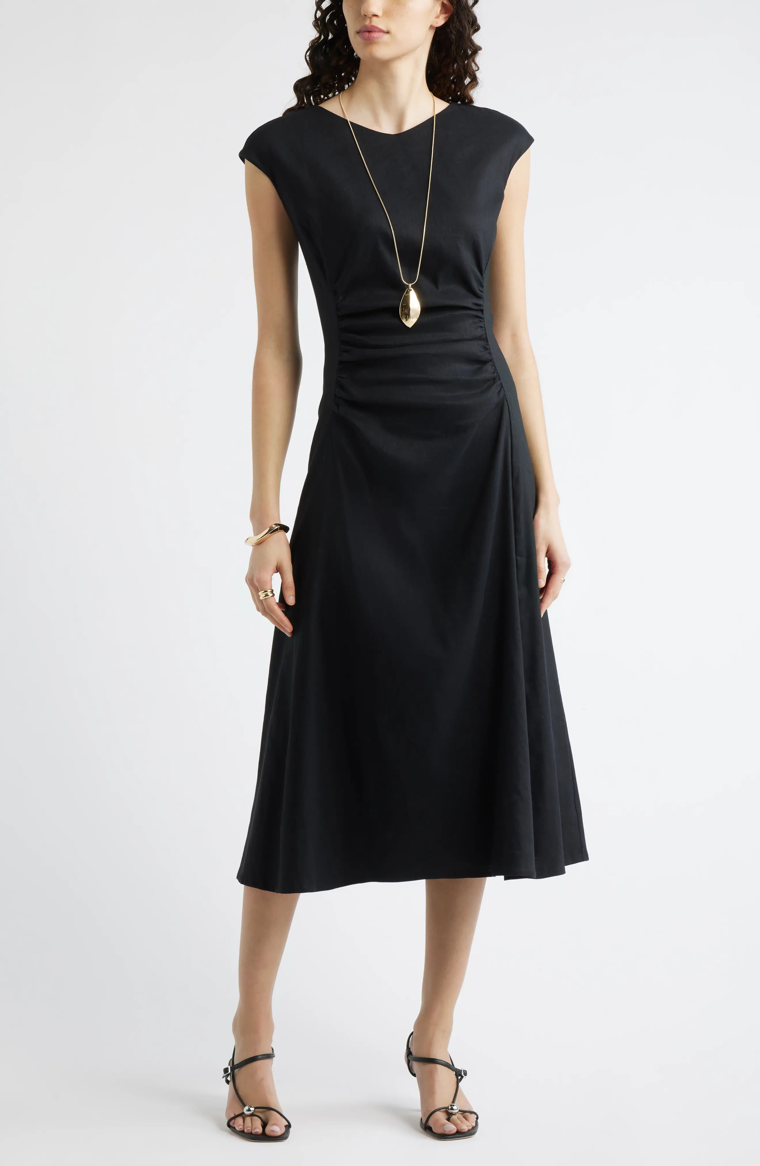 Nordstrom Linen Blend Ruched Midi Dress (Women) | Nordstrom | Nordstrom