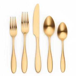 ORNATIVE Ellie 20 Piece Matte Gold 18-0 Stainless Steel Flatware Set, Service for 4 09320GDR1 - T... | The Home Depot