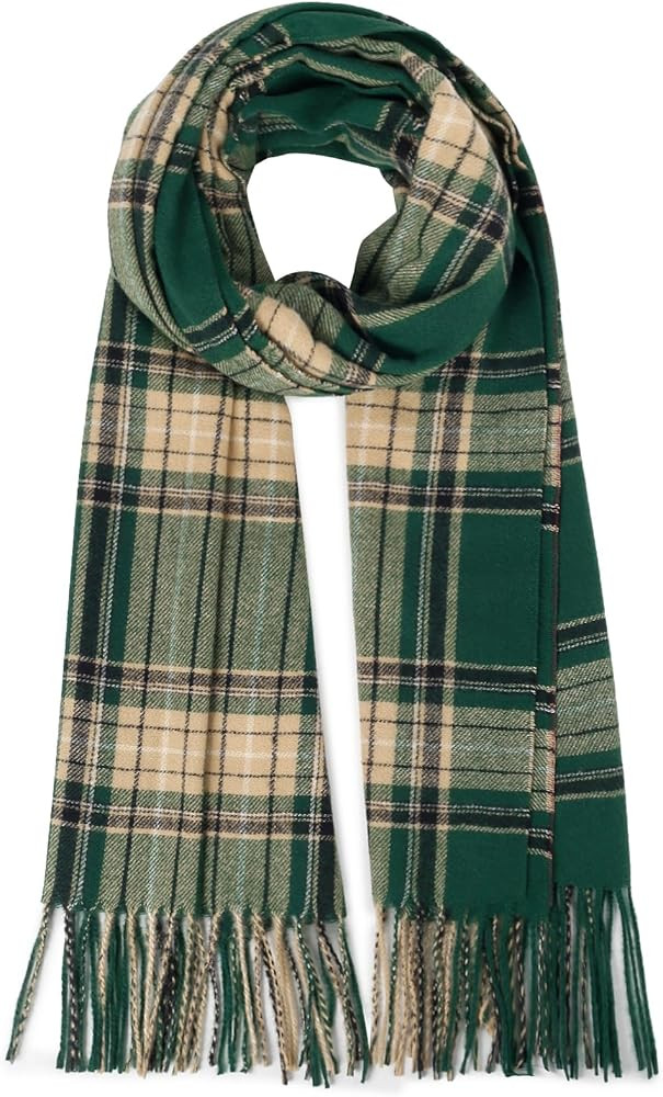 HH HOFNEN Women's Winter Scarf Classic Tassel Plaid Scarf Large Shawl Oversized Scarves Soft Warm... | Amazon (US)