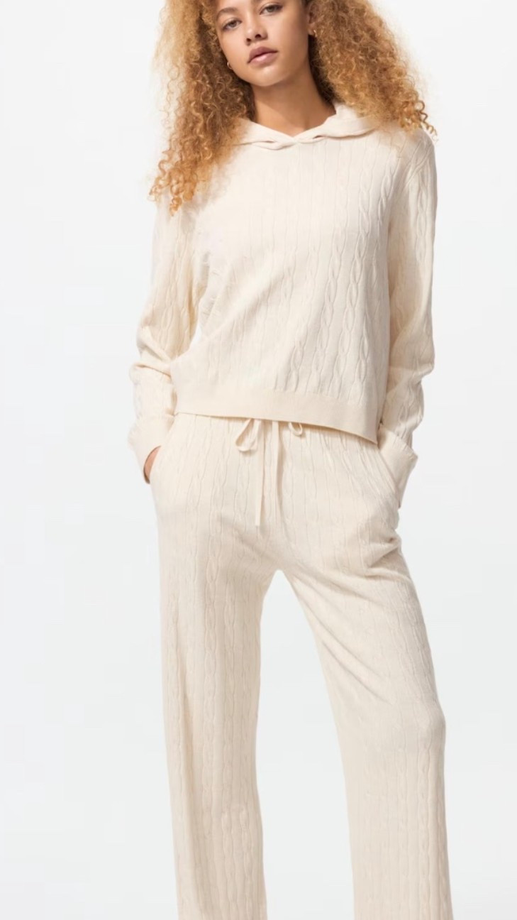 Cable-knit lounge set on sale for $60. 