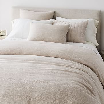 European Flax Linen Cotton Geo Jacquard Duvet Cover & Shams | West Elm | West Elm (US)