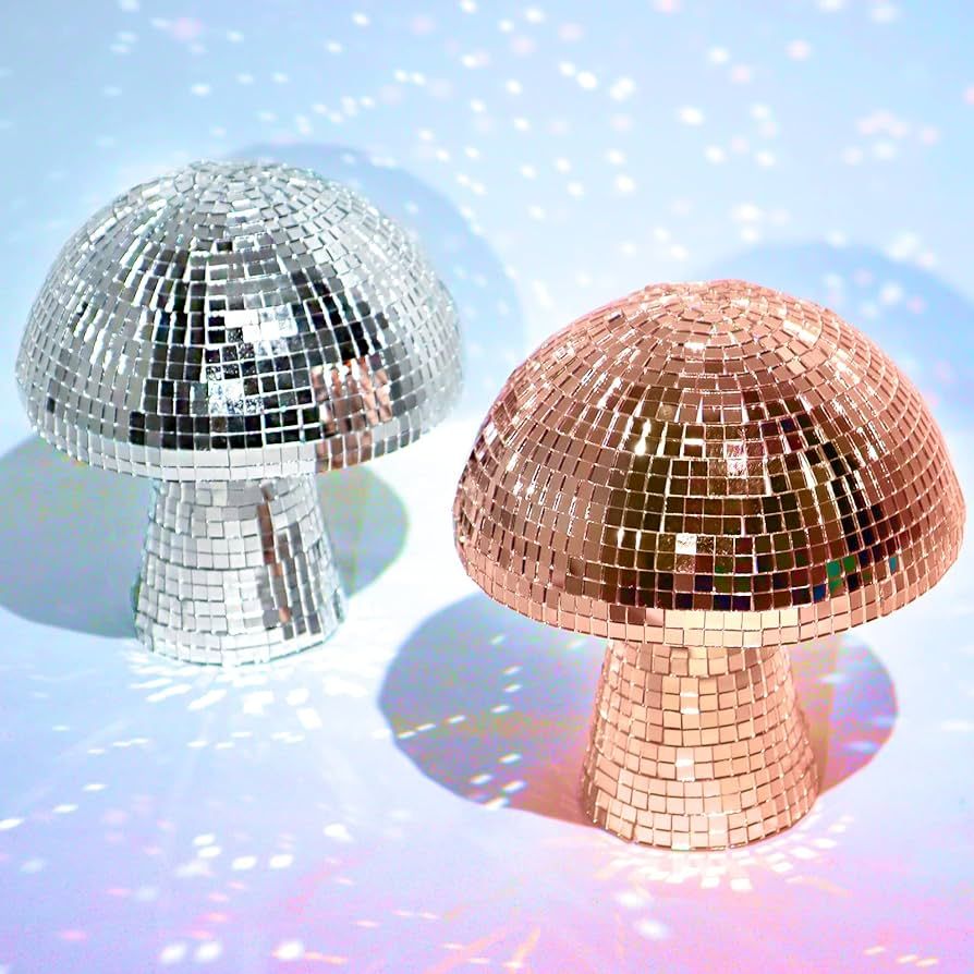 Mushroom Disco Ball, Silver & Rose Gold Mirror Glitter Disco Ball, Reflective Disco Ball Lights f... | Amazon (US)
