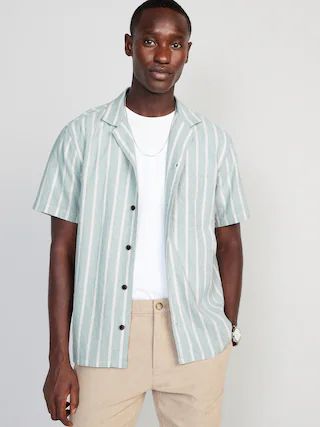 Striped Button-Front Camp Shirt for Men | Old Navy (US)