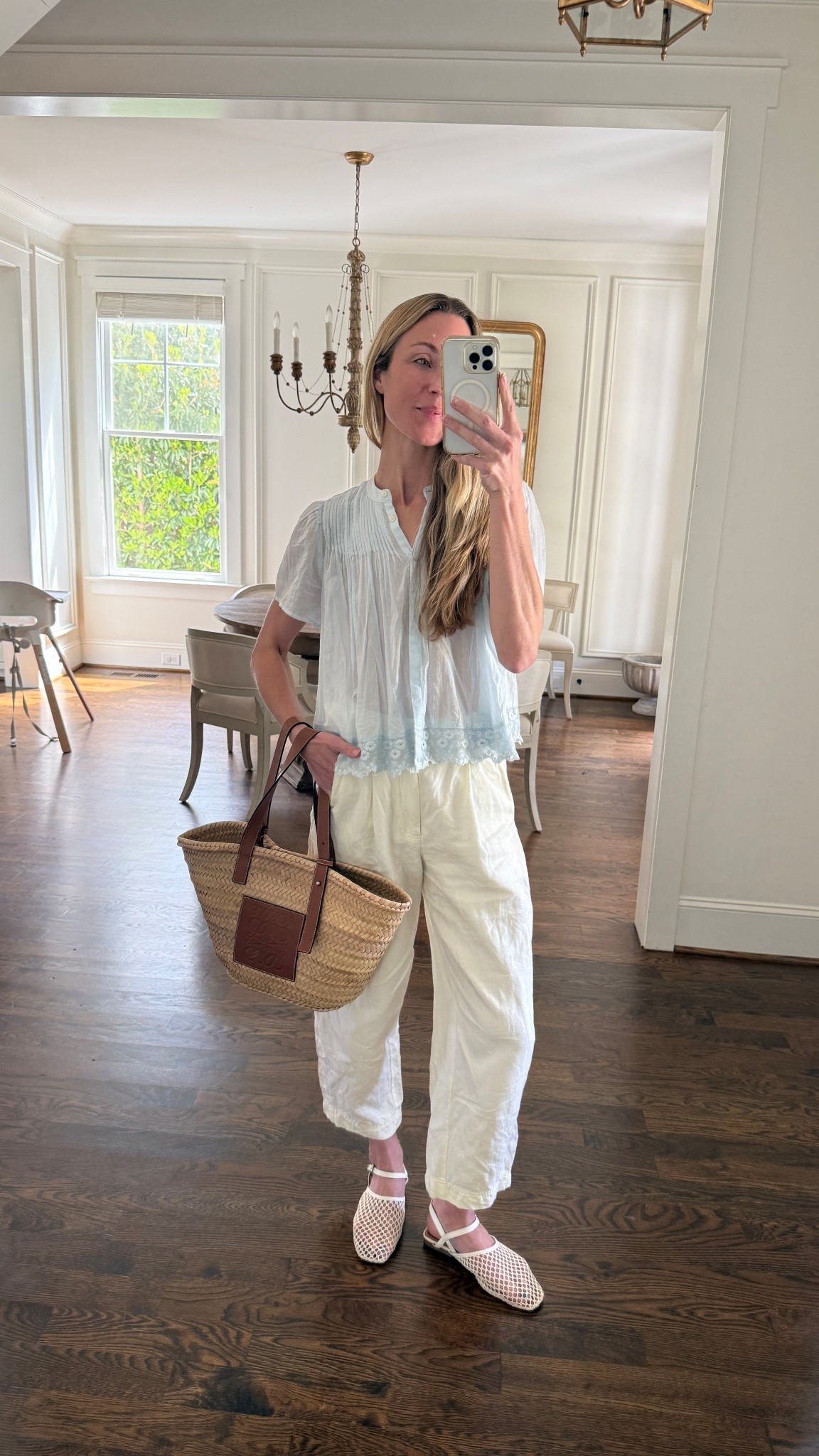 Old JCrew blouse, Apiece Apart pants size 2 (nearly sold out—similar linked), old STAUD flats

#LTKootd #LTKSeasonal