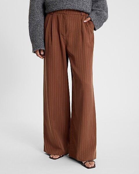 Pinstripe High Waisted Relaxed Trouser | Express