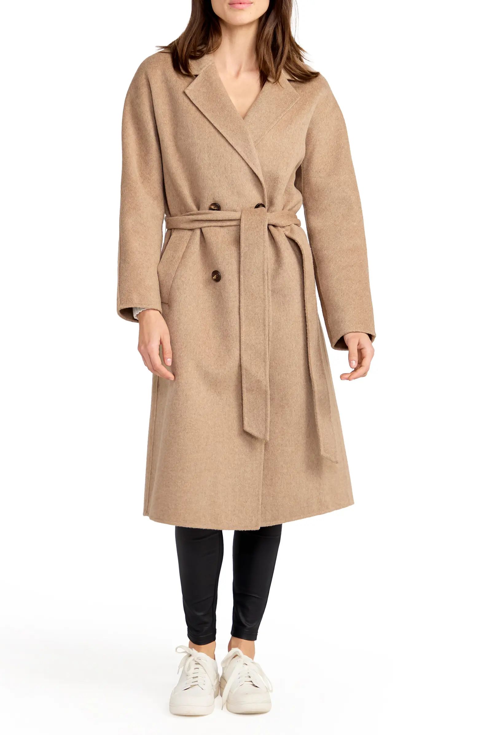 BELLE AND BLOOM Standing Still Belted Double Breasted Wool Blend Coat | Nordstrom | Nordstrom