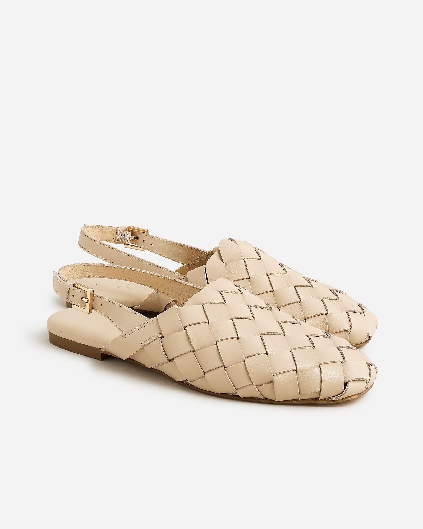 Woven slingback flats in leather | J.Crew US