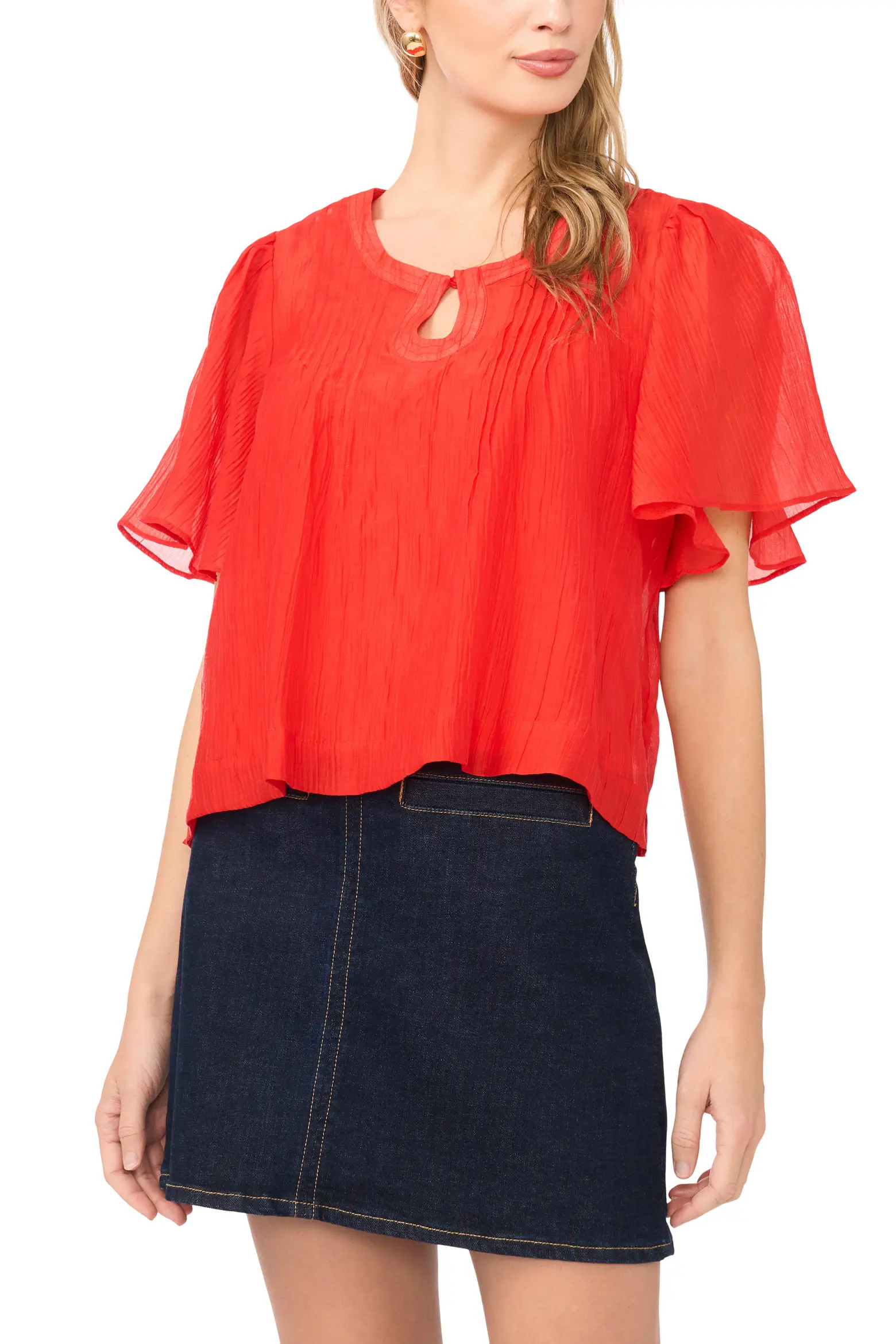 Flutter Sleeve Pleated Top (Women) | Nordstrom | Nordstrom