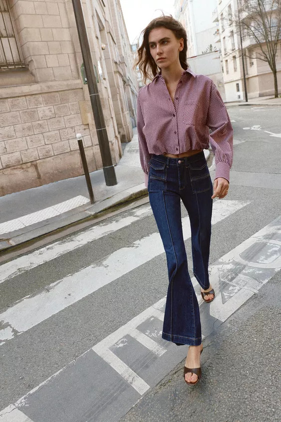 GINGHAM BALLOON SHIRT | Zara US