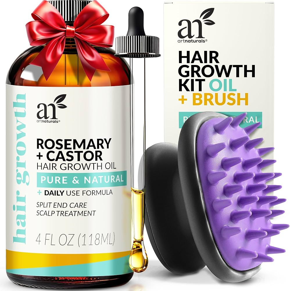 Artnaturals Organic Rosemary Castor Hair Oil + Massager Hair Growth Set Hair Growth Oil 4 ounces ... | Amazon (US)