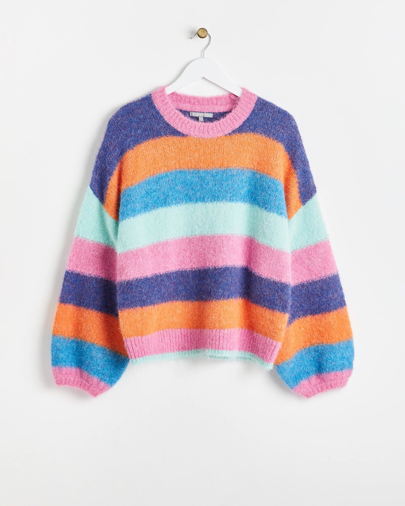 Fluffy Rainbow Knitted Jumper | Oliver Bonas (Global)