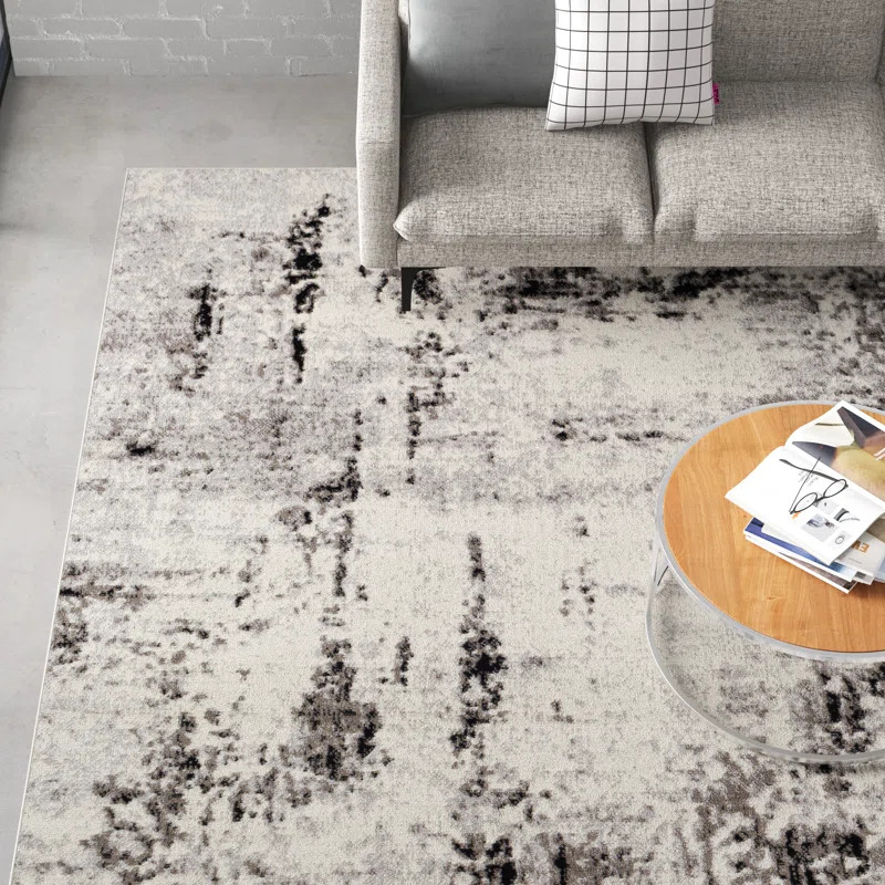Hohman Machine Woven Area Rug in Gray/Black/Off-White | Wayfair North America