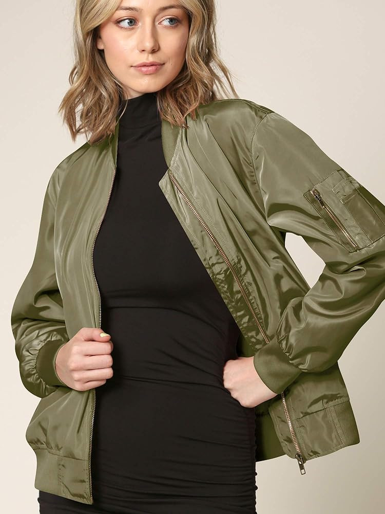 Lock and Love Women's Classic Lightweight Jacket Multi Pocket Windbreaker Bomber Jacket | Amazon (US)