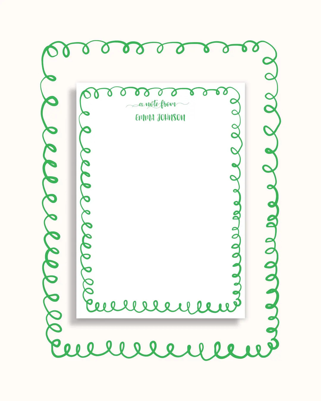 Cute Personalized Green Doodle Notepad – Aesthetic Stationery Pad - Custom Gift for Girls, Brid... | Etsy (US)