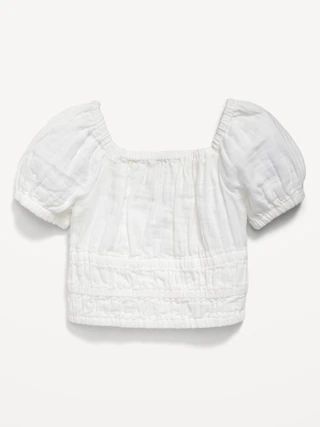 Double-Weave Puff-Sleeve Top for Girls | Old Navy (US)