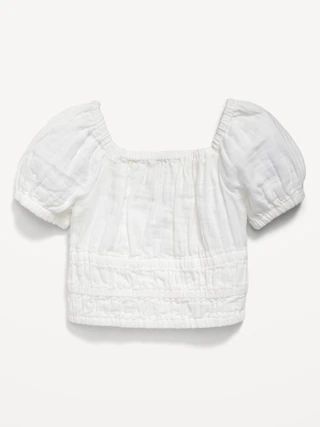 Puff-Sleeve Smocked Top for Girls | Old Navy (US)