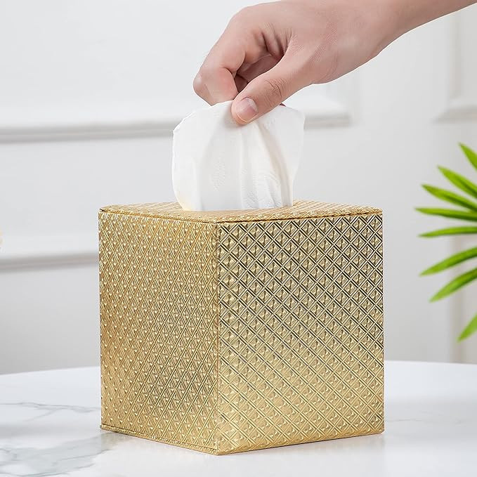 Gold Tissue Box Cover,Tissue Box Cover Square,Gold Tissue Box Holders,Tissue Holder for Bathroom ... | Amazon (US)