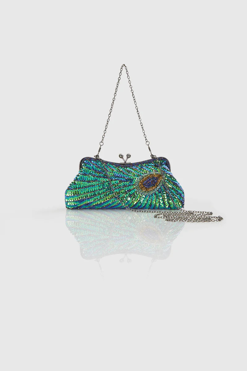 Shop Handbags - 1920s Flapper Peacock Clutch | BABEYOND | BABEYOND