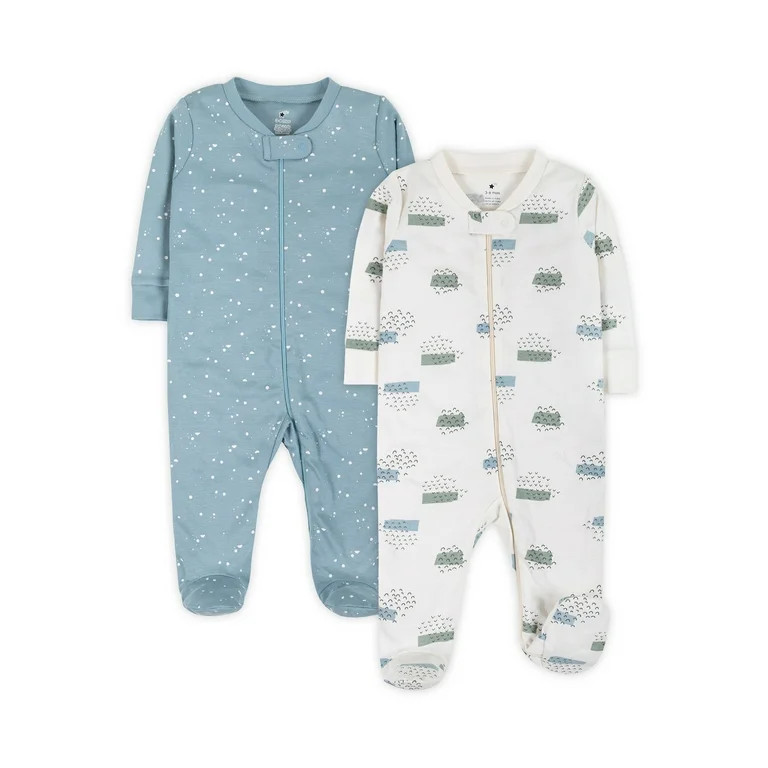 Little Star Organic Baby Unisex Sleep 'N Play Footed Pajamas, 2-Pack, Sizes Newborn-9 Months - Wa... | Walmart (US)