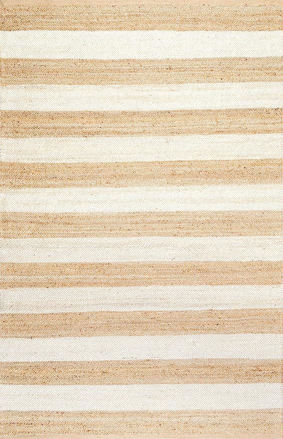 nuLOOM Alisia Flatweave Stripes Jute Rug, 7' 6" x 9' 6", Off-white | Amazon (US)