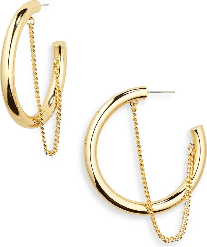 DEMARSON Miley Chain Detail Hoop Earrings | Nordstrom | Nordstrom