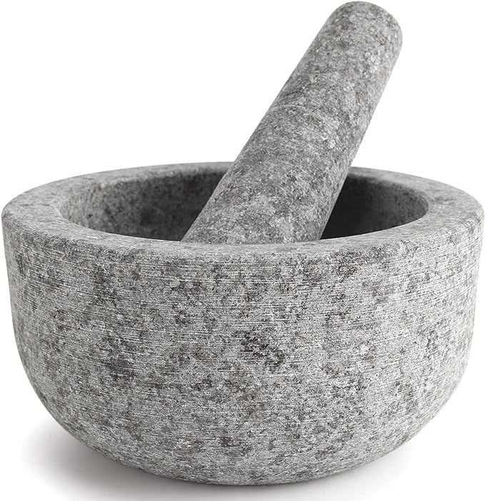Mortar and Pestle, 6.5 Inch 3 Cup Heavy Mortar and Pestle Set, Guacamole Mortar and Pestle, Molca... | Amazon (US)
