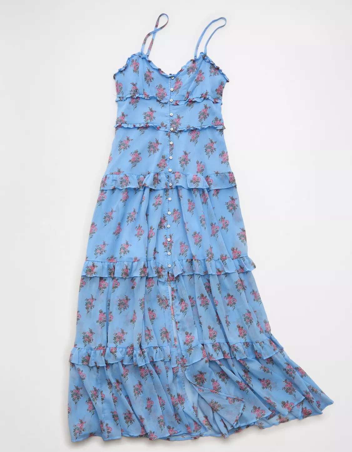 AE Button-Up Ruffle Midi Dress | American Eagle Outfitters (US & CA)