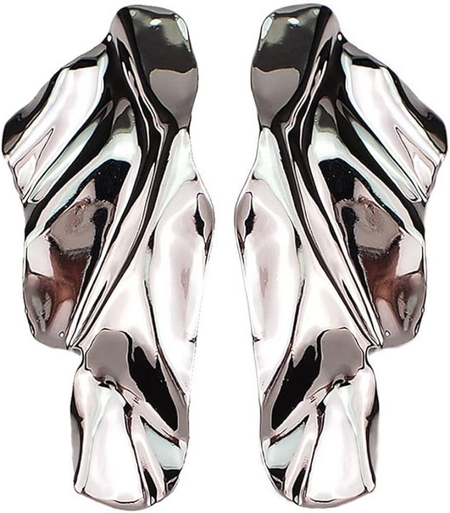 Statement Geometric Texture Earrings for Women Girls,Large Fashion Irregular Minimalism Metal Sim... | Amazon (US)