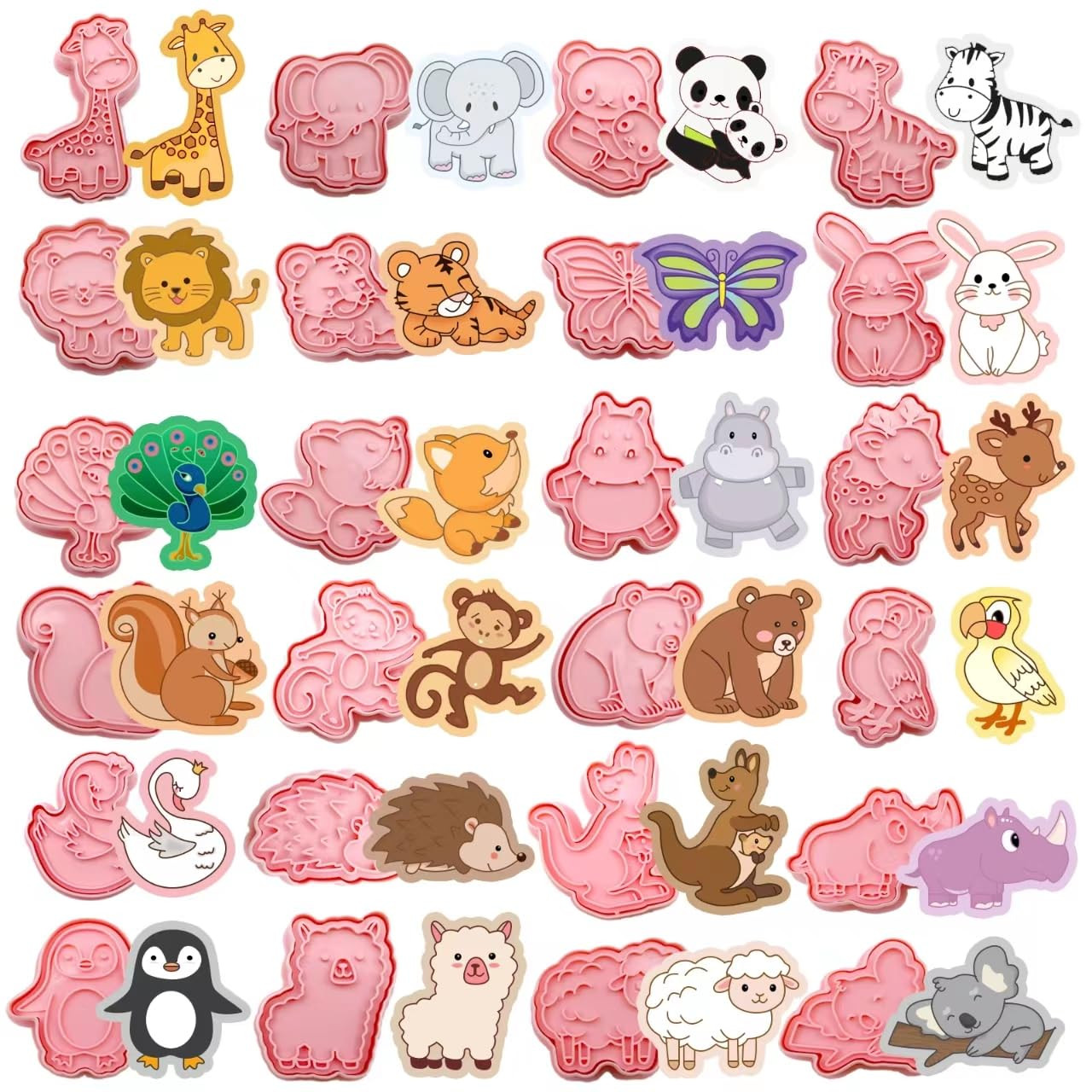 Amazon.com: Joinor 24pcs Animal Cookie Cutters Stamps Biscuit Baking Tools Embossing Cookie Molds... | Amazon (US)