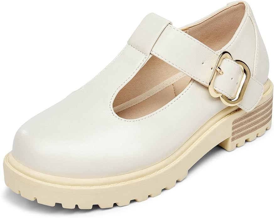 Coutgo Girls Mary Jane Dress Shoes Platform Loafers School Uniform Chunky Heel Closed Toe T-Strap... | Amazon (US)