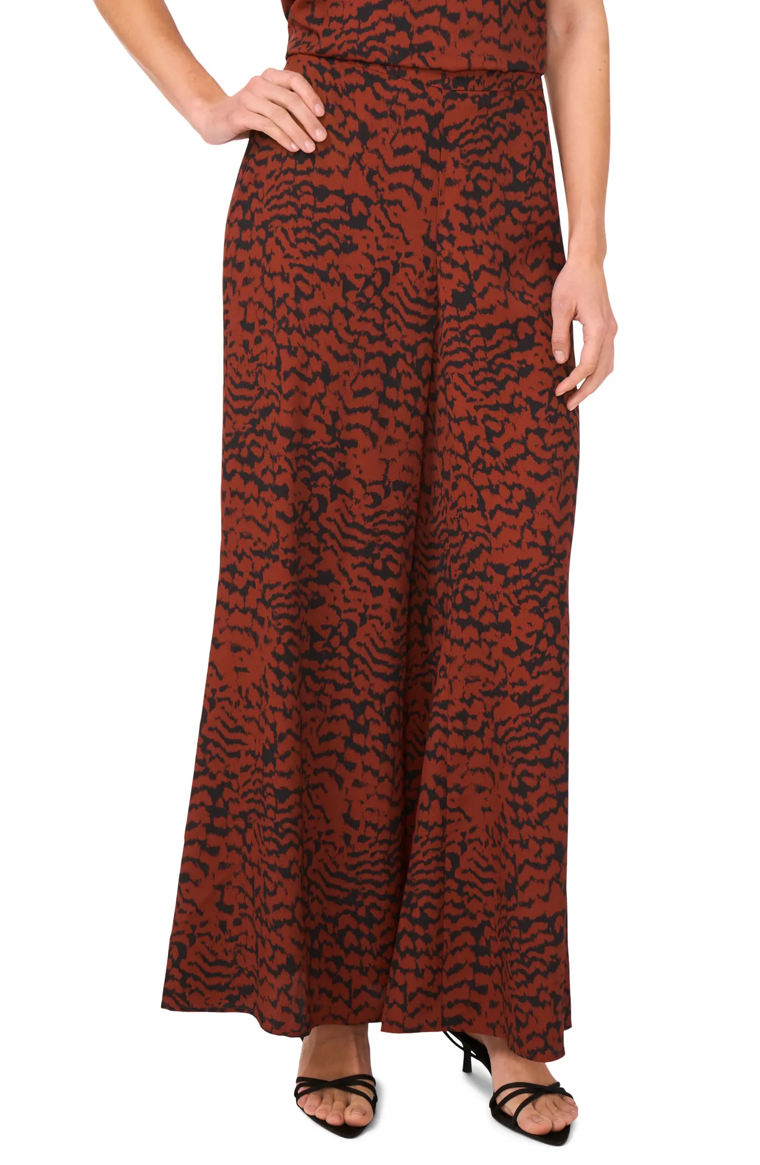 Halogen® Animal Print Wide Leg Pull-On Pants | Nordstrom | Nordstrom