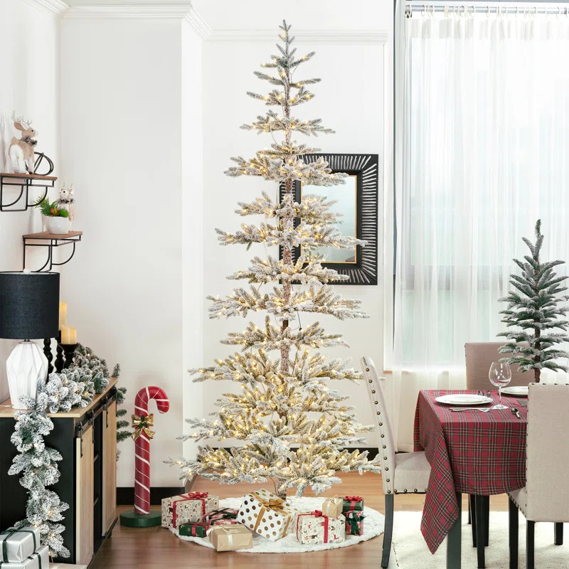 Johvan Slender Green Most Realistic Fir Christmas Tree with LED Lights | Wayfair North America