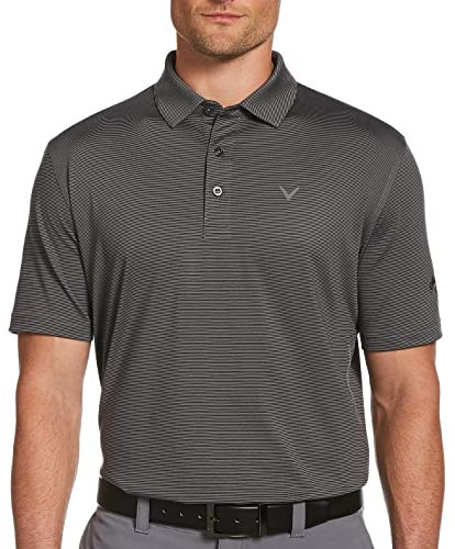 Callaway mens Pro Spin Fine Line Short Sleeve Golf (Size X-small - 4x Big & Tall) Polo Shirt, Caviar, XX-Large | Amazon (US)