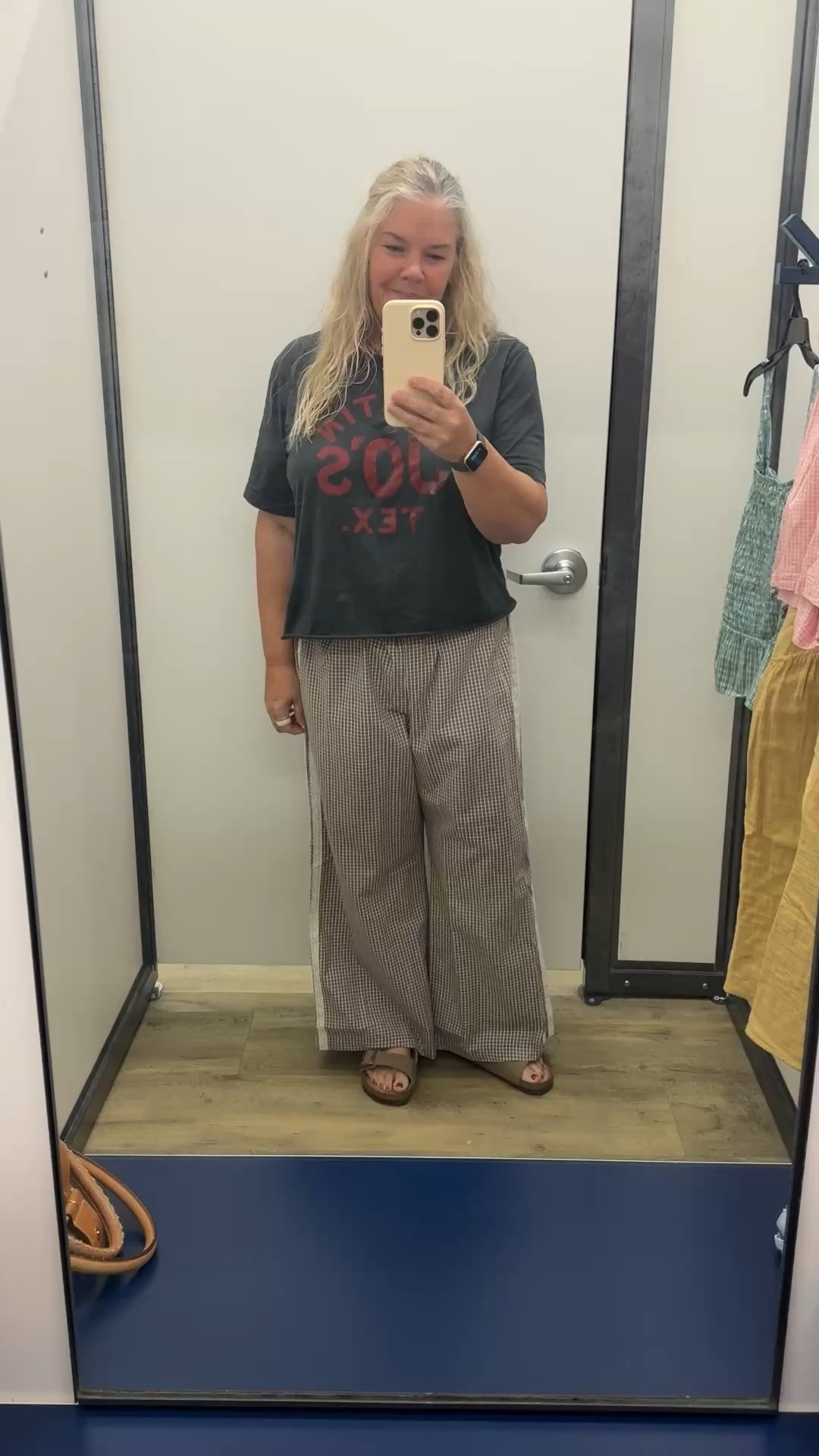 Highly recommend these Old Navy brown plaid pj pants! The eyelet track stripes definitely makes them not just for bed time!! Wearing a large here. On sale too! I #summerpants #easyoutfit

#LTKOver40 #LTKSaleAlert #LTKSeasonal